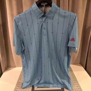 Adidas Men's Light Blue Polo with Red Accents